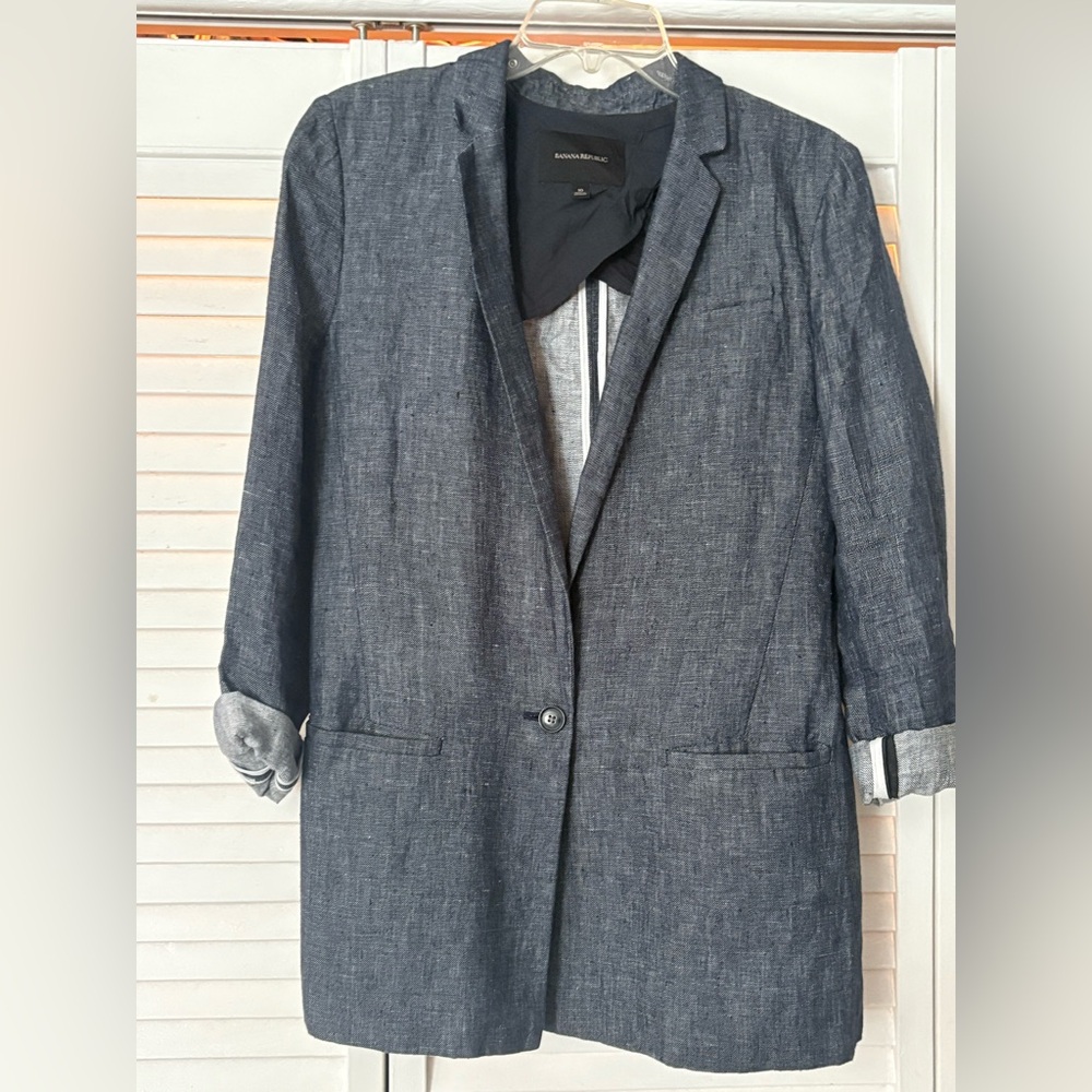 Banana Republic Women's Blue Linen Blazer - Picture 5 of 16